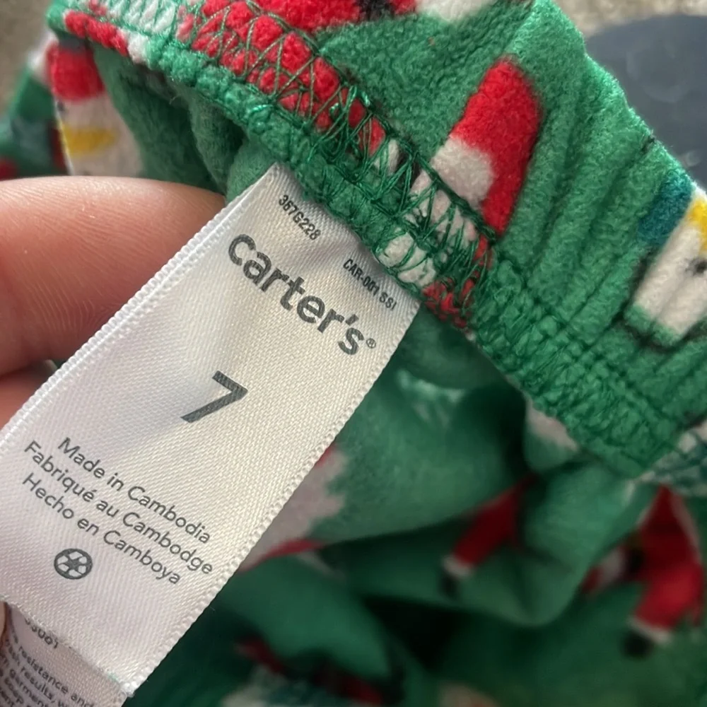 Carter’s Christmas Green Fleece Santa & Snowman Boys Pajama Bottoms